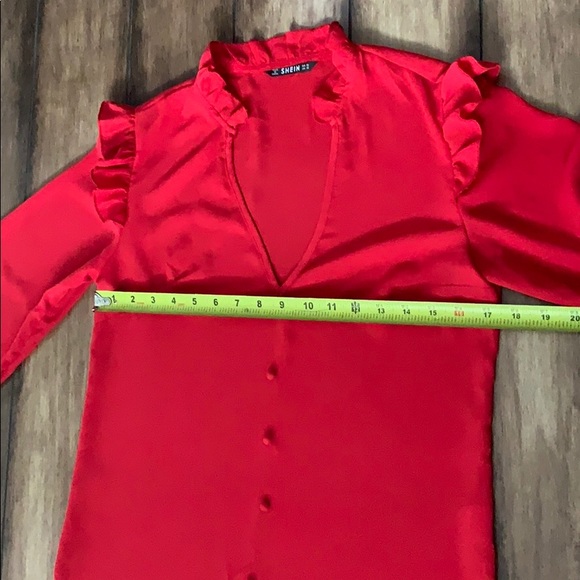 Ruffle Trim Button Front Blouse - Picture 7 of 8